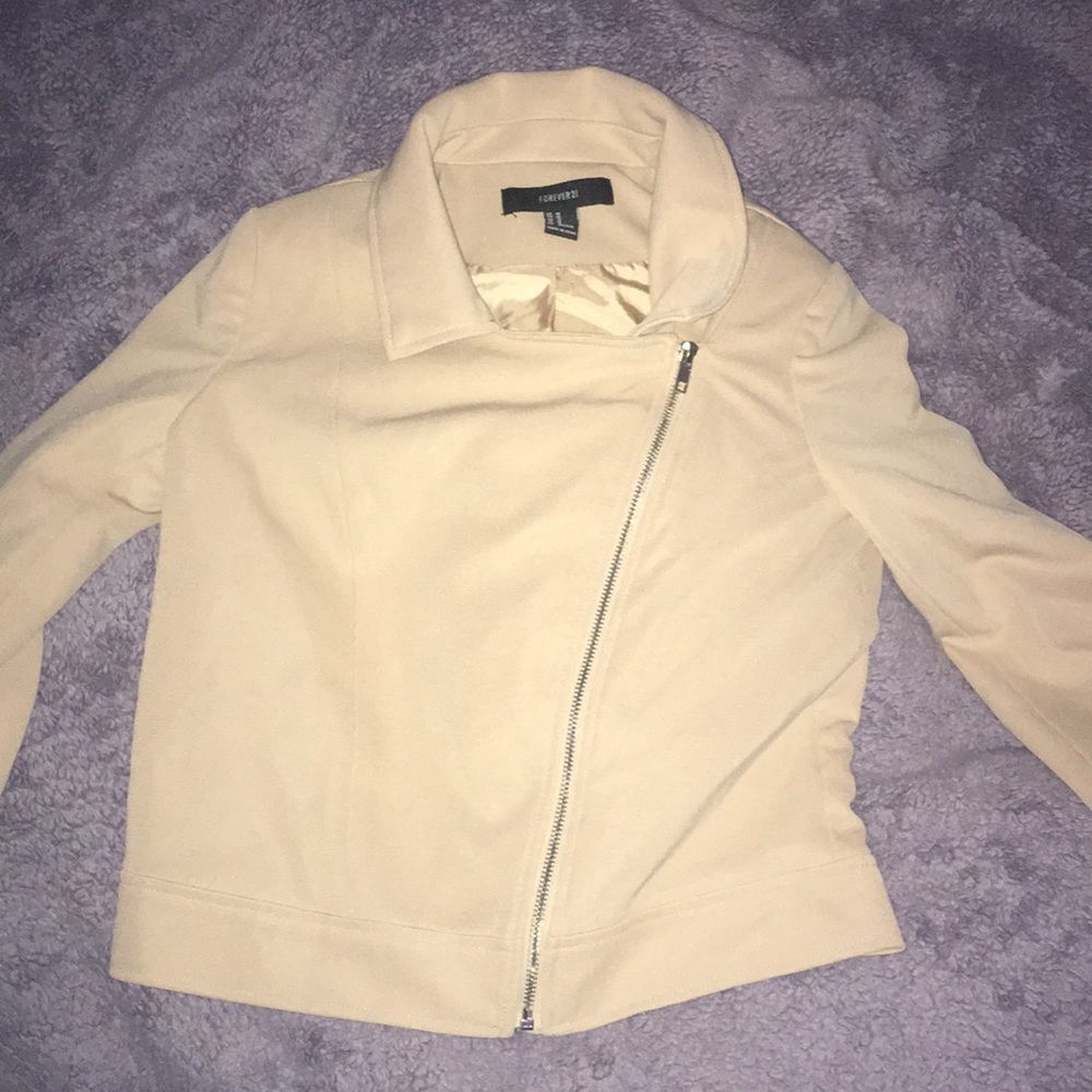 Forever 21 Diagonal Zip Tan Jacket